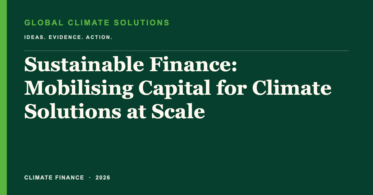 Editorial title card for Sustainable Finance: Mobilising Capital for Climate Solutions at Scale