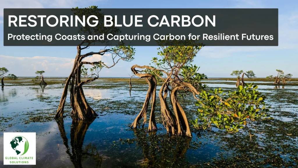 Mangroves growing along a coastal wetland, highlighting the role of blue carbon ecosystems in climate resilience and carbon storage.