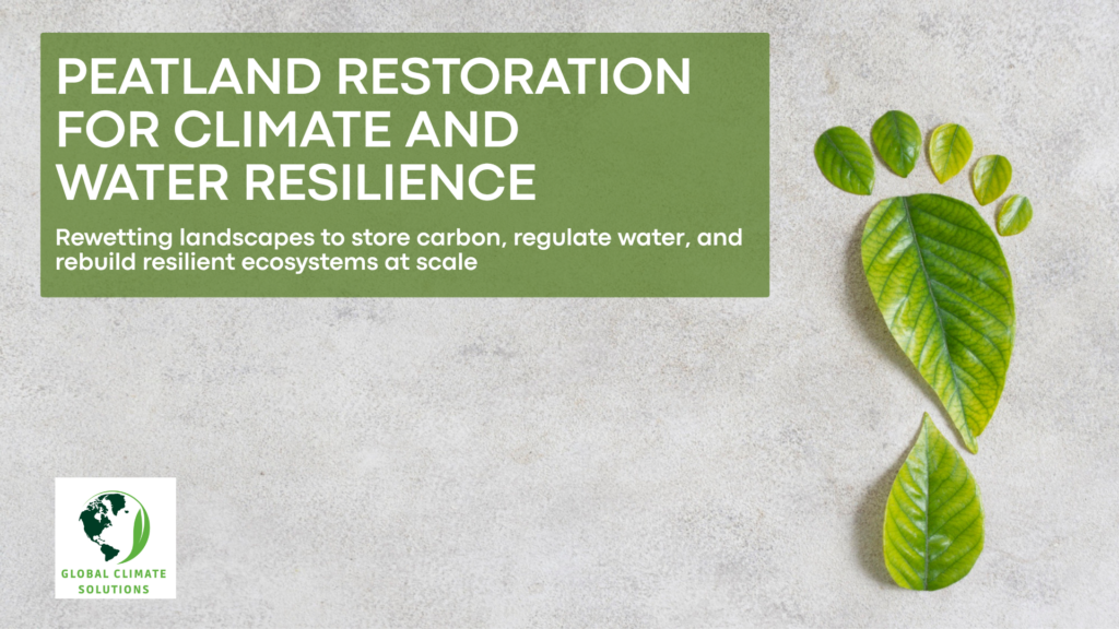 Green leaves arranged as a footprint representing carbon reduction, sustainability, and nature-based climate solutions like peatland restoration